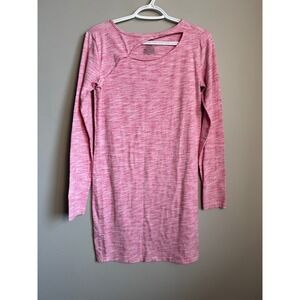 No Boundaries Girls Long Sleeve Cut Out Neck Pink Space Dye Mini Dress Size L